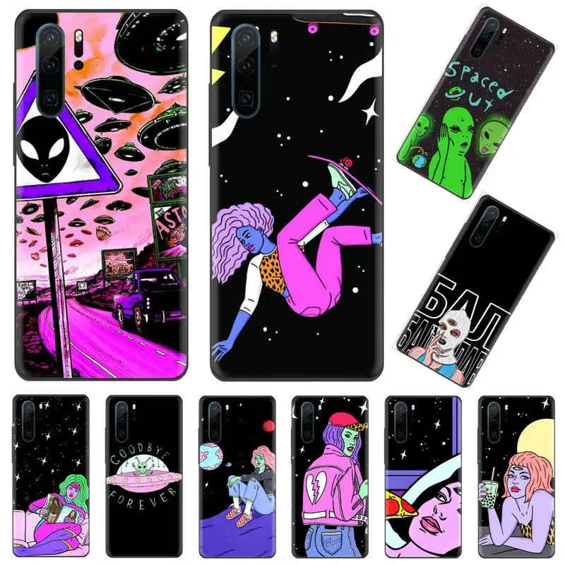 Чехол для телефона Alien cute and funny girl с рисунком Huawei P9 P10 P20 P30 Lite 2016 2017 2019 plus pro P