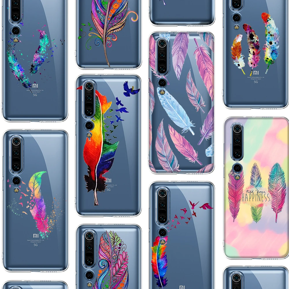 Чехол с перьями животных для Xiaomi MI Note 10 9T 8 CC9 A3 A2 A1 6X 5X CC9e MIX 2S Pro Lite SE Explorer PocoPhone F1