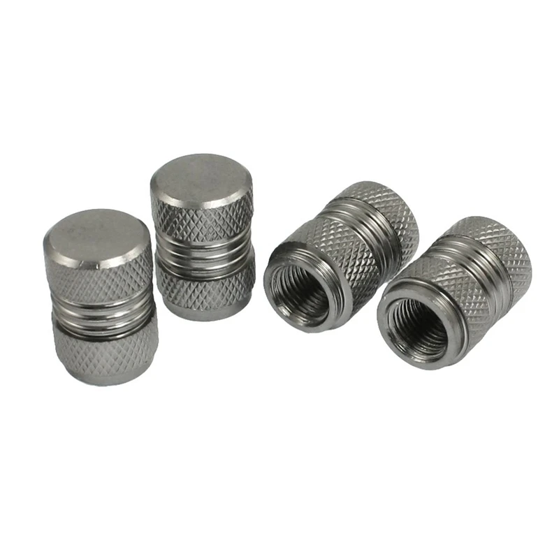 

4 Pcs Dark Gray Alloy Car Bicycle Tire Tyre Wheel Valve Dust Caps Covers
