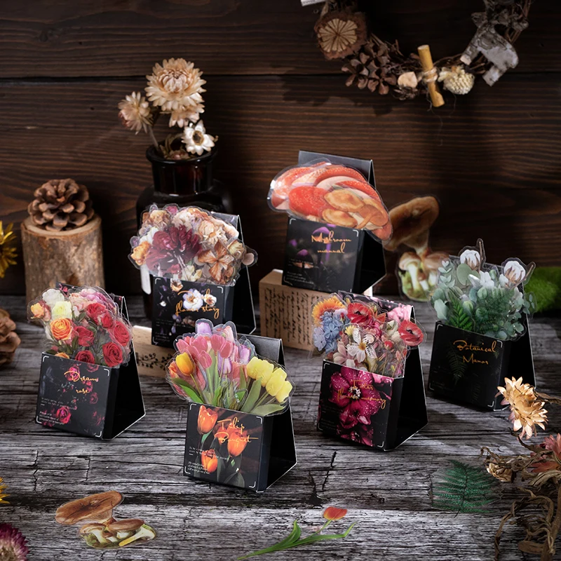 

40pcs Yesterday's Flower Room Decorative PVC Sticker Scrapbooking Label Diary Stationery Album Phone Retro plant Journal Planner