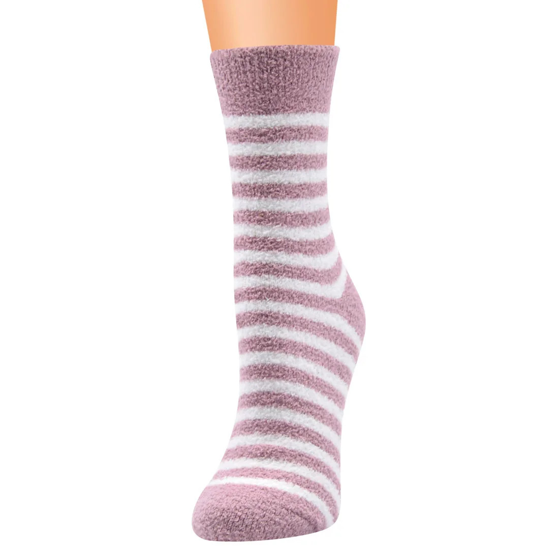 One Size Fit All Middle Tube High Quality Ankle Size Striped Coral Fleece Velvet Socks For Women And Girls