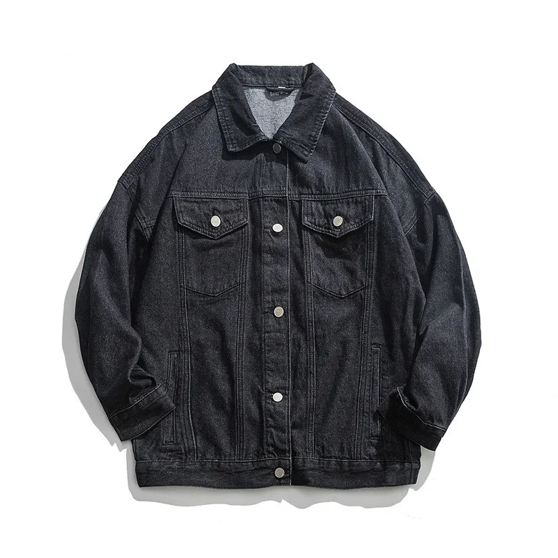 Джинсовая мужская джинсовая куртка с капюшоном Мужское пальто длинным рукавом