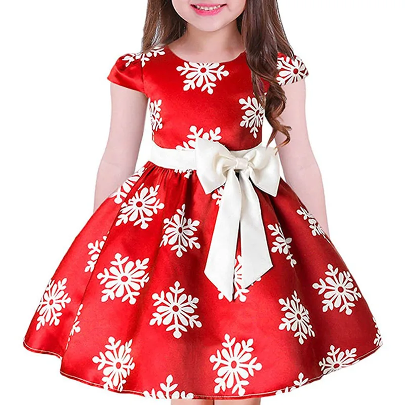 Рождественское платье для маленьких девочек праздничное принцессы с принтом