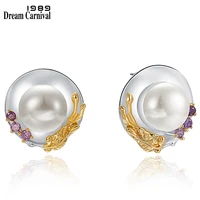 dreamcarnival1989 new original delicate feminine earrings for women ladies dress up look simulated pearl unique jewelry we3985