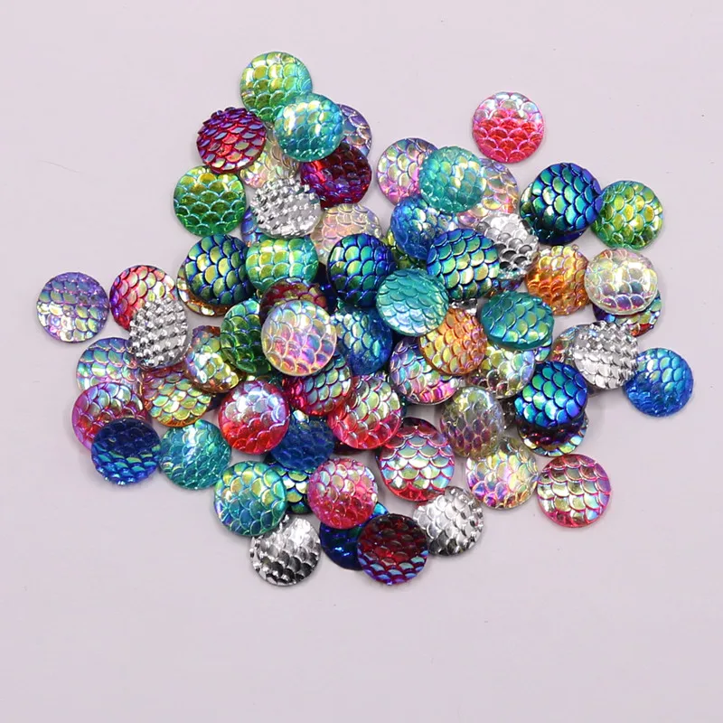 50 шт. 12 мм разноцветные стразы в форме русалки круглые Кабошоны скрапбукинг