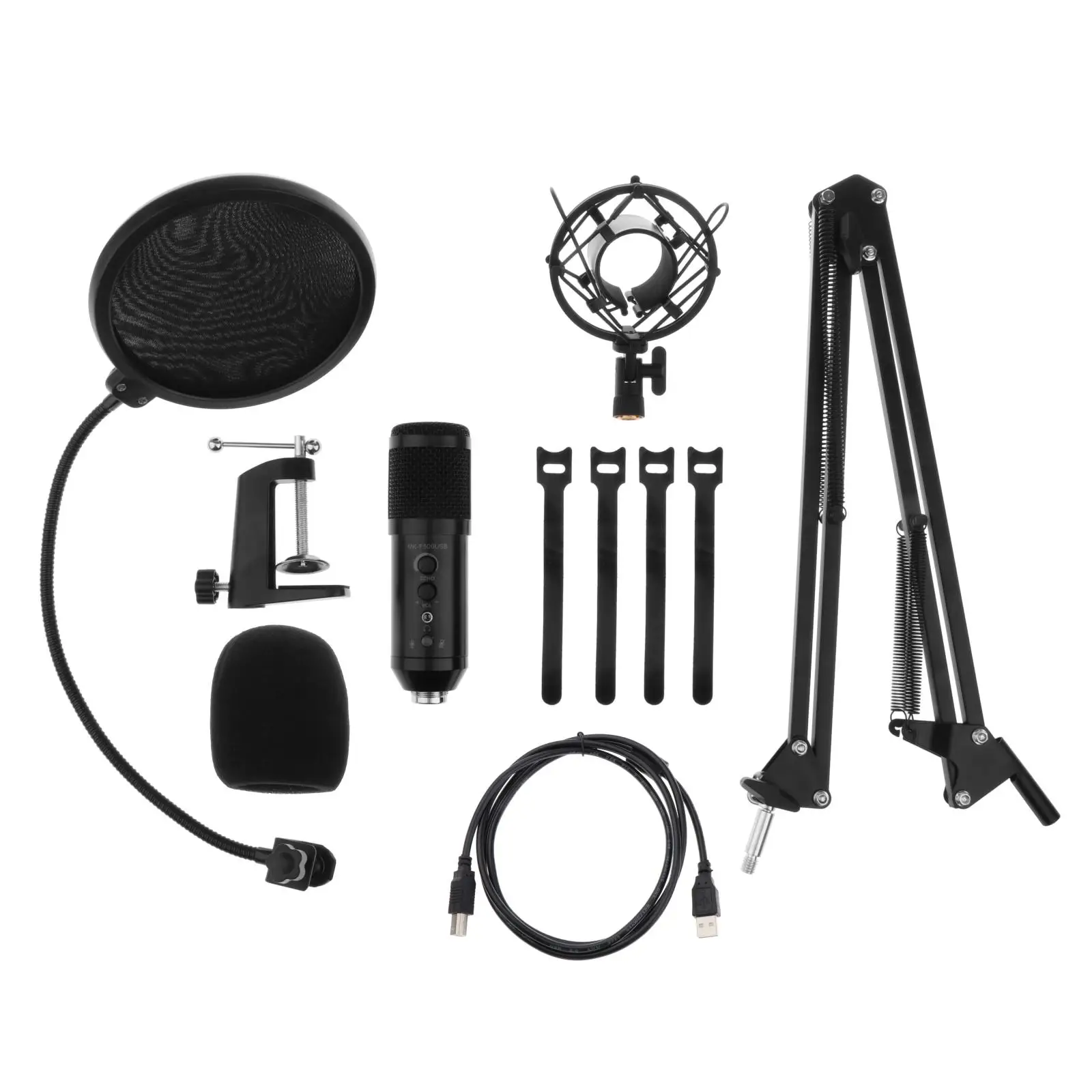 

Condenser Microphone Set w/ USB Audio Adapter Professional Cardioid Vocal Studio Recording Mic for Streaming Voice Over