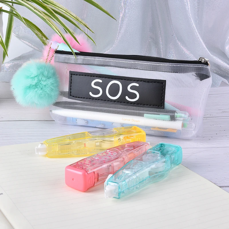 Прозрачная Сетчатая Сумка для ручек 1 шт. чехол карандашей на молнии хранения