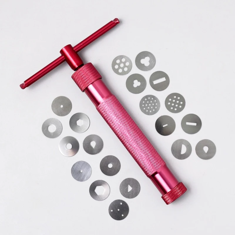 

Rotary Squeezer Clay Cake Sculpture Gun With 20 Tips Clay Craft Sugar Paste Extruder Fondant Cake Sculpture Mold Tool