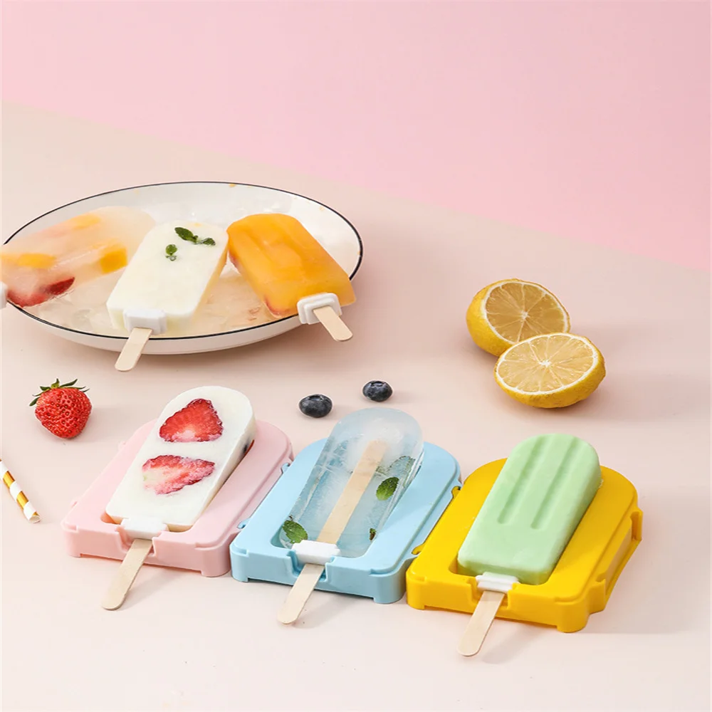 

Silicone Ice Cream Mould Ice Cube Tray Popsicle Barrel Diy Mold Dessert Ice Cream Mold With 10pcs Popsicle Sticks Wholesale