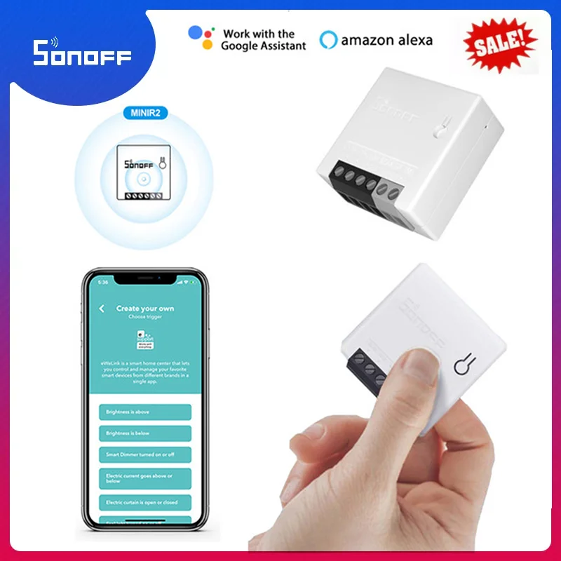 SONOFF Mini R2 Smart Home DIY MiniR2 Wifi Switch Breaker eWeLink APP Remote /Timing Switches Support Alexa Google | Электроника