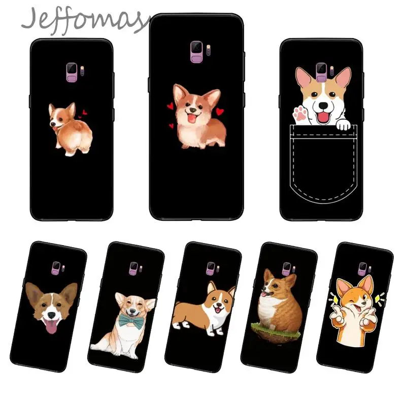 Милый мультяшный черный чехол для телефона Corgi Dog Ass с рисунком Samsung S6 S7 edge S8 S9 S10 e plus