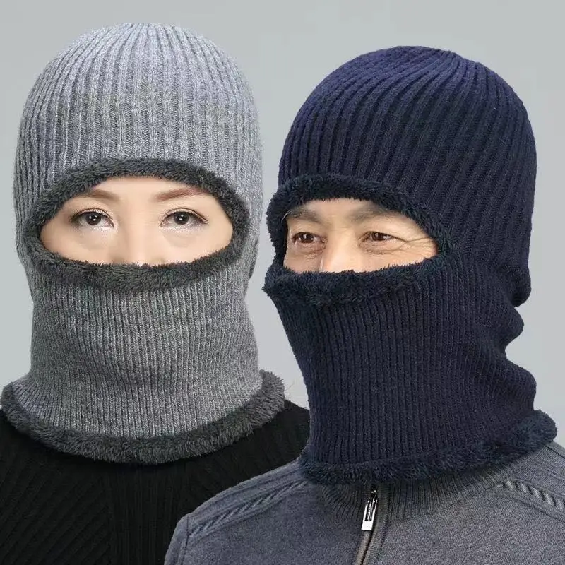

Зимняя уличная бархатная ветрозащитная теплая плотная вязаная шапка с защитой от холода для мужчин и женщин шапка с защитой шеи для горного...