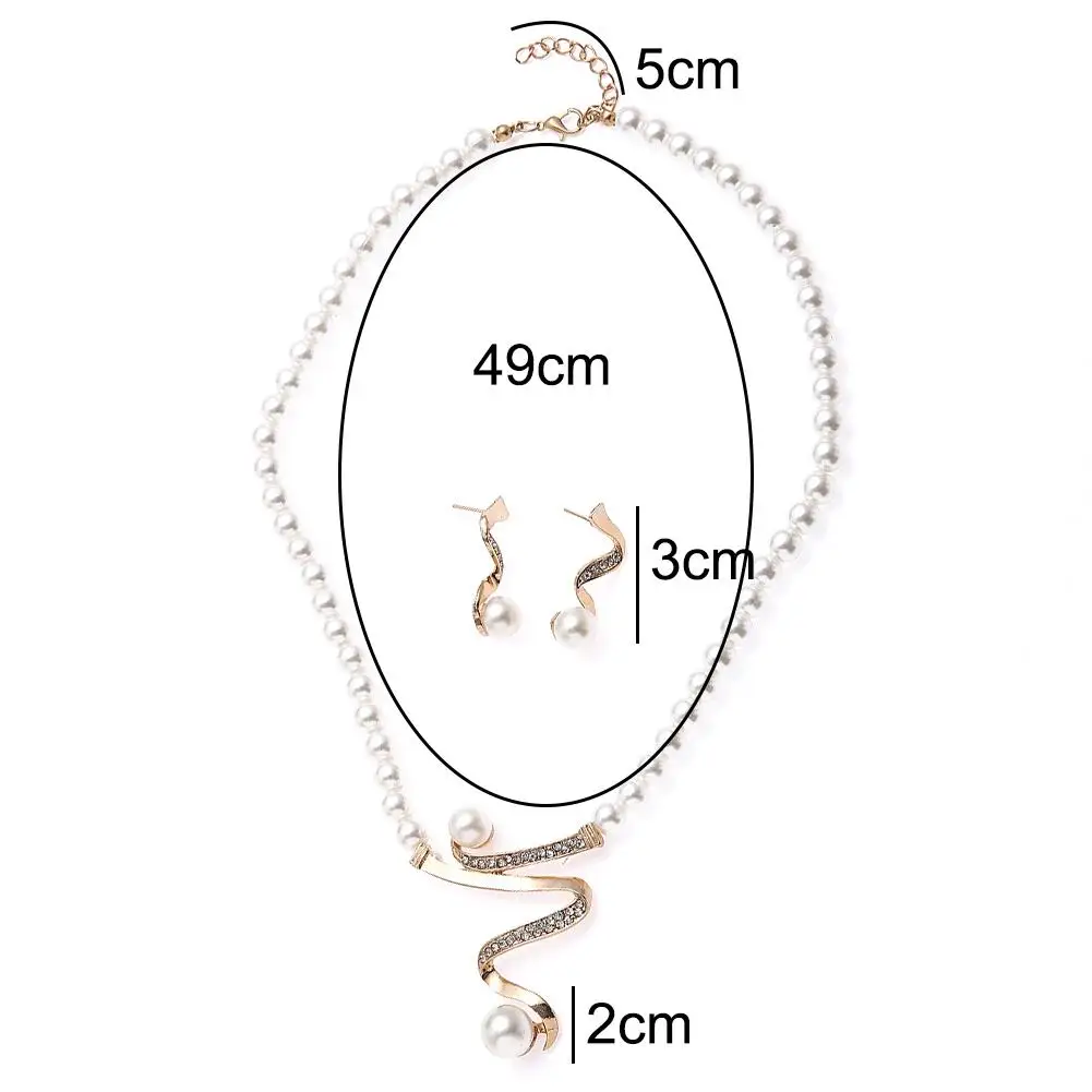 

Rhinestone Faux Pearl Beaded Necklace Stud Earrings Bridal Wedding Jewelry Set