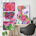 Алмазная 5D картина сделай сам, Набор для вышивки крестиком с изображением бабочки и цветов, мозаика из страз особой формы, подарок для украшения дома