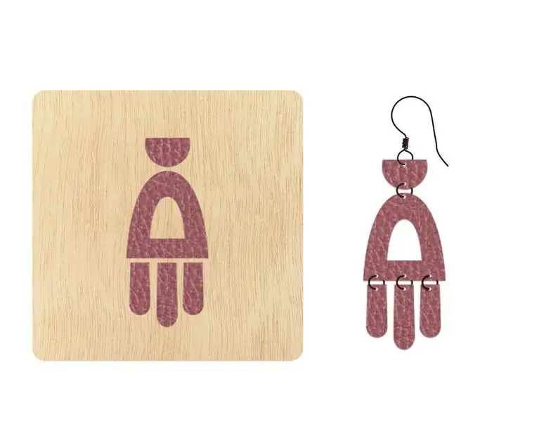 Troquel de corte de pendiente con estilo geom&eacute;trico apilado, troquel de corte redondo de tama&ntilde;o personalizado de cuero, cortador colgante de pendiente redondo, corte-0