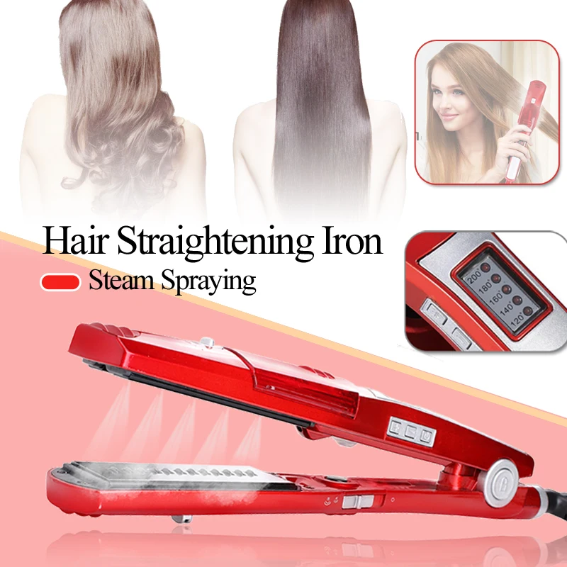 

Electric Steamer Hair Straightener Curler Professional Steam Straightening Iron Tourmaline Ceramic Hair Care Salon Styling Tool