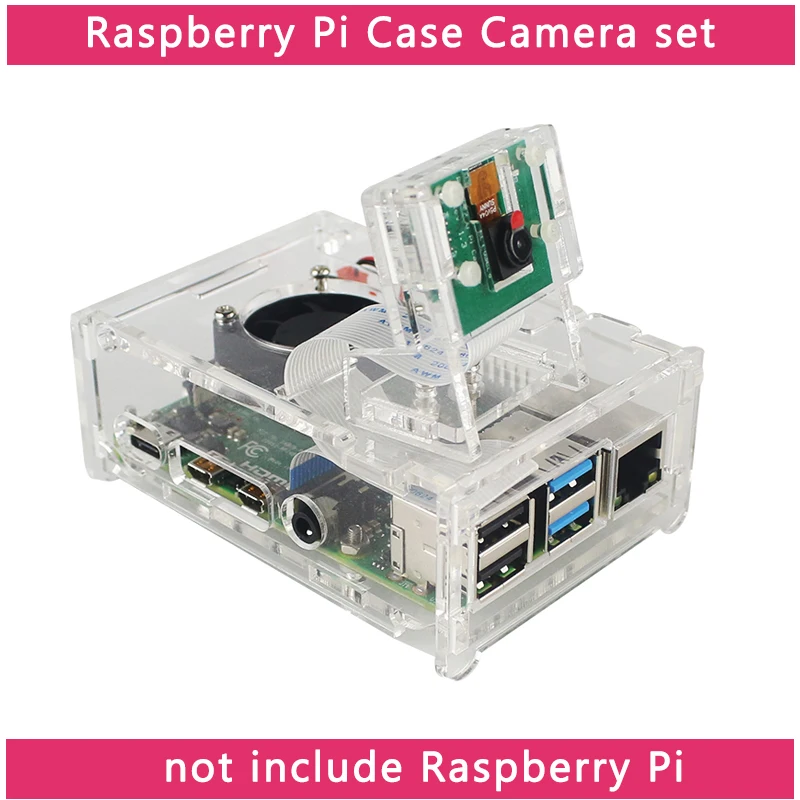 Raspberry Pi 4 Модель B акриловый чехол+ 5MP OV5647 камера+ FFC+ акриловый держатель+ вентилятор охлаждения+ радиаторы для Raspberry Pi 4
