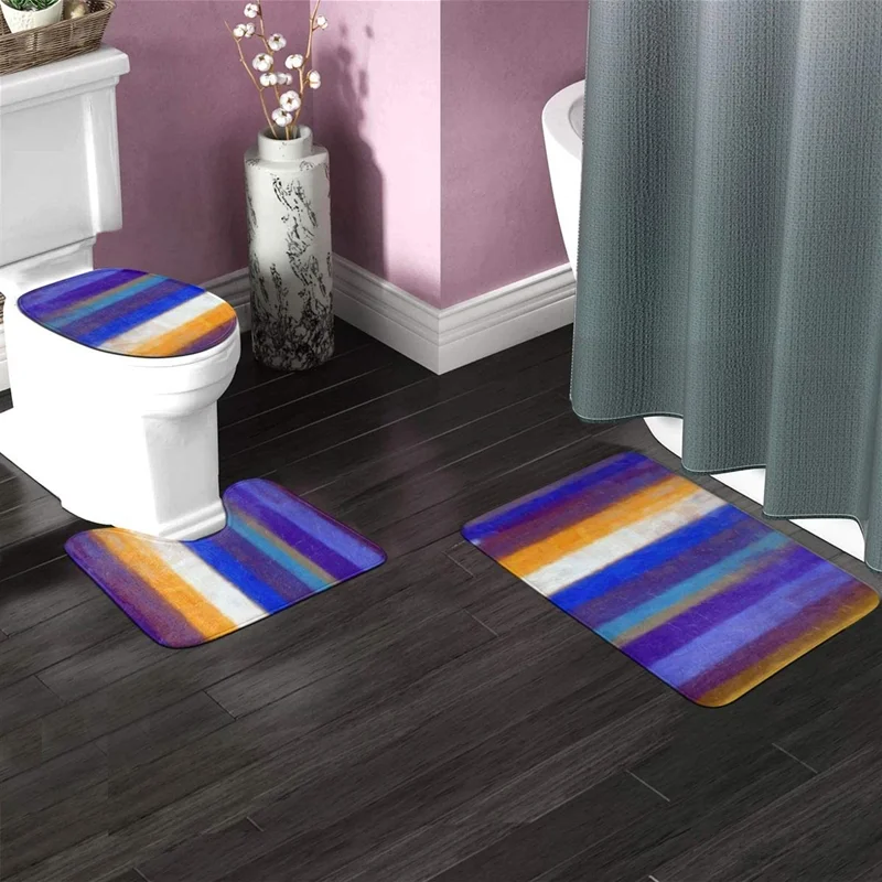 

Carpet mat 3 pieces non-slip bathroom rug coarse pile shower mat washing machine can be washed for living room office home