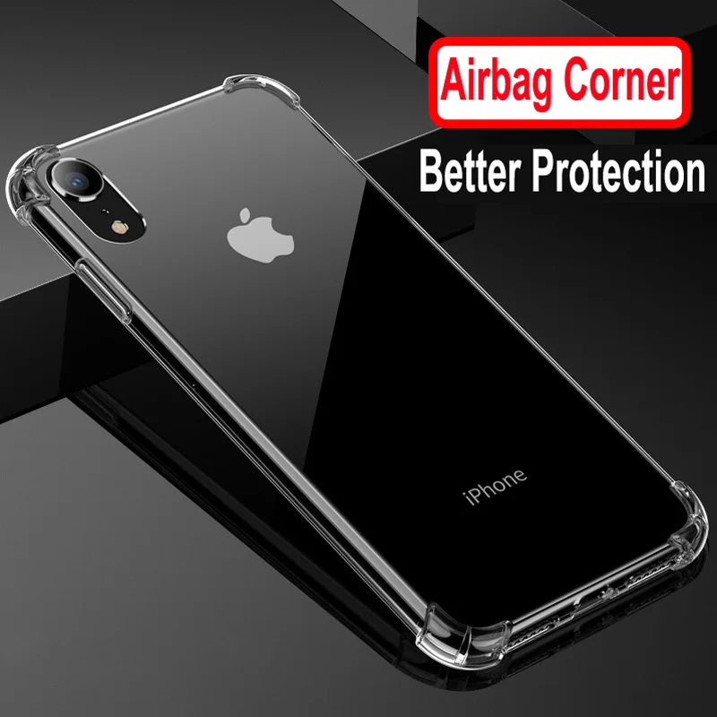 Чехол для iPhone X прозрачный противоударный силиконовый мягкий чехол 7 8 6 6S XS Max XR