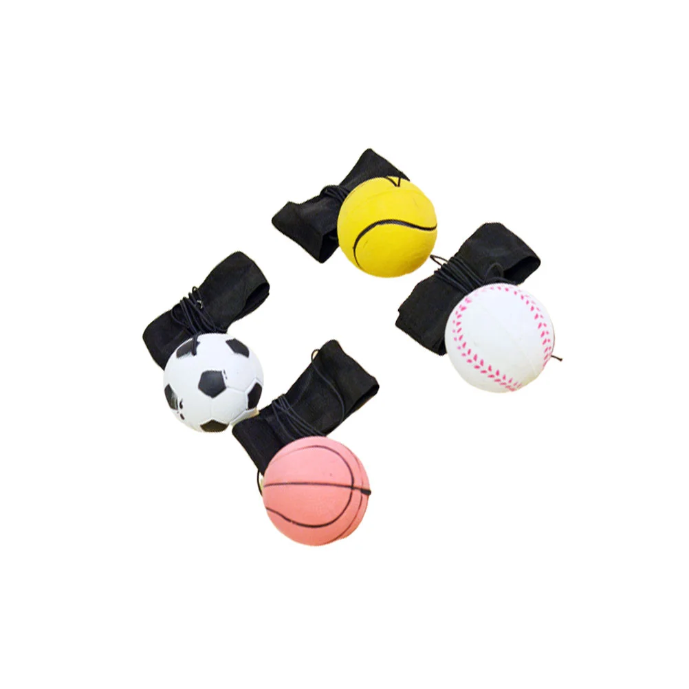 

4pcs Throwing Toys Elastic Bracelet Wrist Wear Vent Balls Creative Emotion Relaxer with Rope Random Pattern