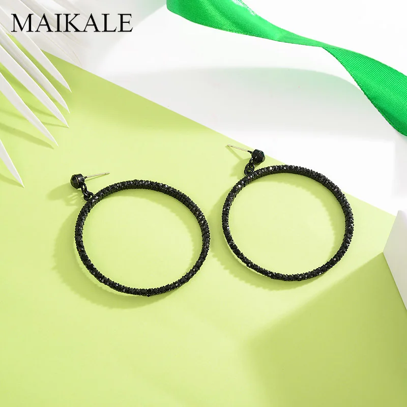 Женские серьги-капельки MAIKALE большие круглые серьги из сплава черного цвета