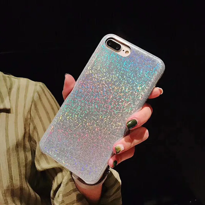 Градиентный лазерный Блестящий Радужный чехол для телефона iphone X XR XS Max Роскошный