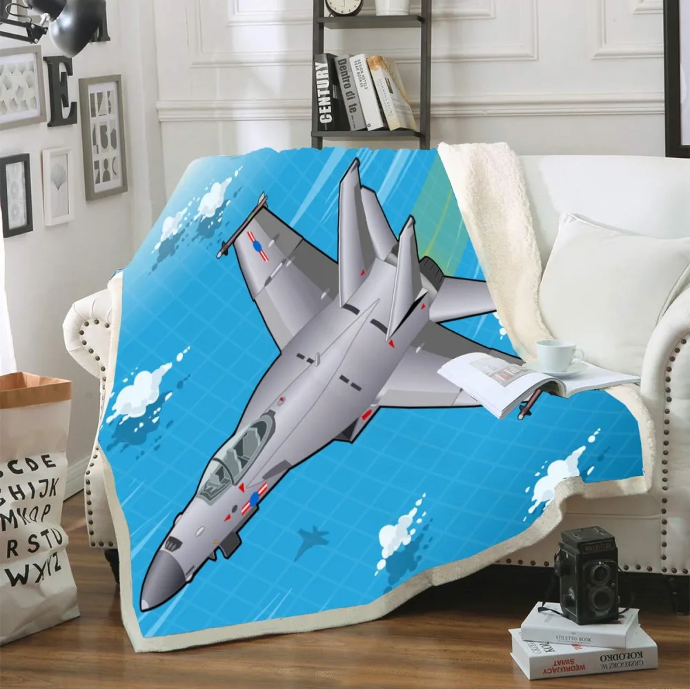 3D принт шерпа Флисовое одеяло самолет первичный полет дисплей мягкий уютный