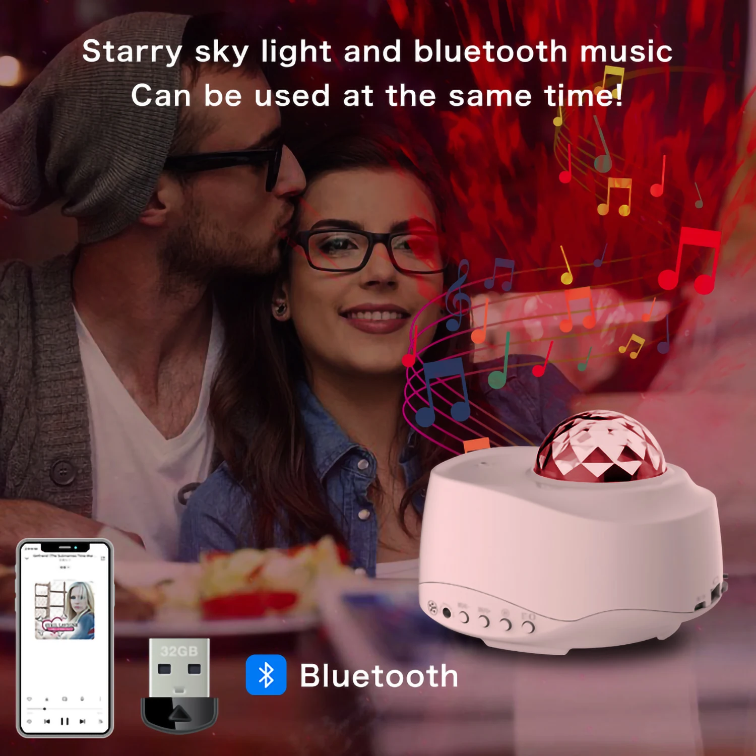 Laser Galaxy Starry Sky Projector Rotating Water Waving Night Light Led Colorful Nebula Cloud Lamp Atmospher Bedroom Beside | Лампы и