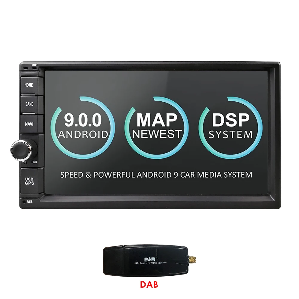 DAB 2G ram Android 9,0 авто радио четырехъядерный 7 дюймов 2DIN универсальный автомобильный без dvd-плеера gps стерео аудио головное устройство поддержка DAB DVR OBD BT - Цвет: DAB