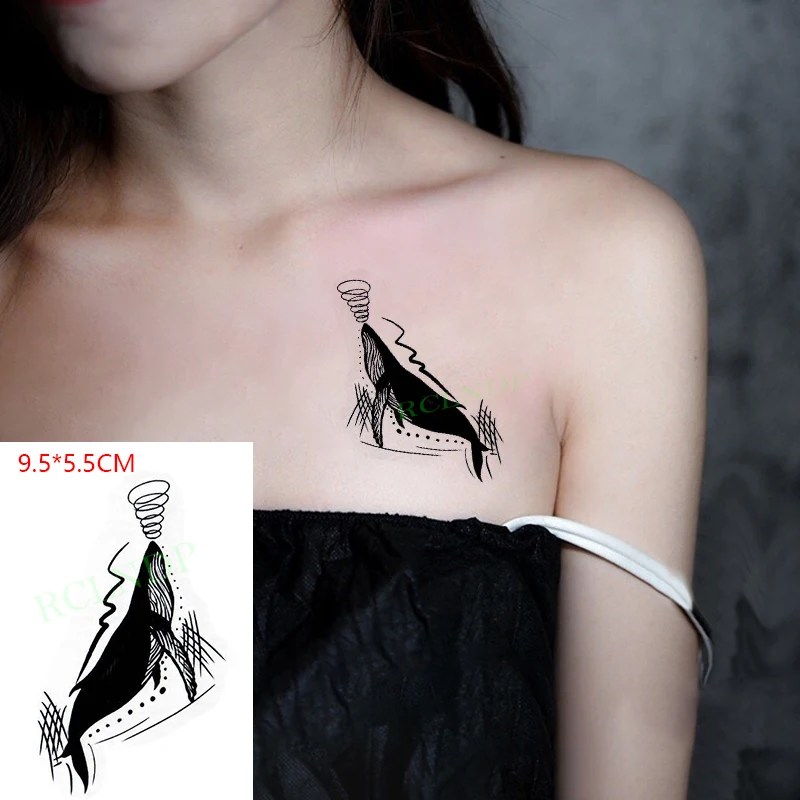 

Waterproof Temporary Tattoo Sticker Whale Sea Big Fish Animal Body Art Flash Tattoo Fake Tattoo for Women Men