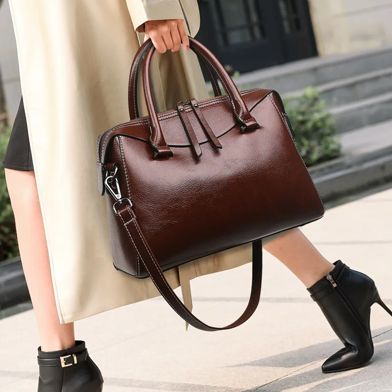 

Luxury Brand 100% Genuine Leather Top Layer Cowhide High-capacity Ladies One-shoulder Messenger Bag All-match Handbag Monogram