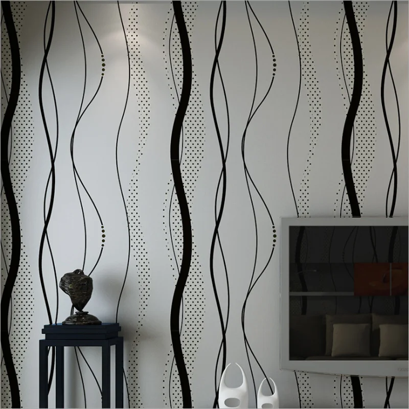 Современные нетканые Геометрические полосы 3D обои серый домашний Декор наклейки