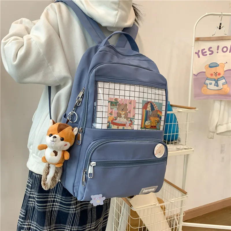 fashion ita backpack waterproof nylon for women laptop ladies cute female rucksack kawaii student men transparent school bag free global shipping