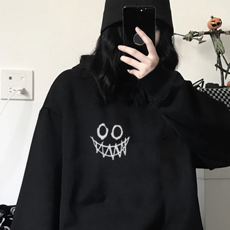 Женская толстовка с капюшоном повседневная Осенняя Черная Толстовка в стиле