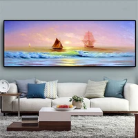 sailing ship at sea sailboat wave oil painting on canvas posters and prints cuadros wall art pictures for living room