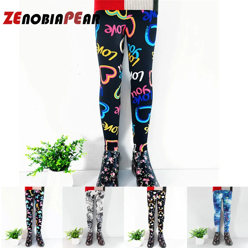 

High Quality Winter Fur Girls Leggings Children Pants Kids Thick Warm Elastic Waist Colorful Cotton Girl Pants 3-11 Years