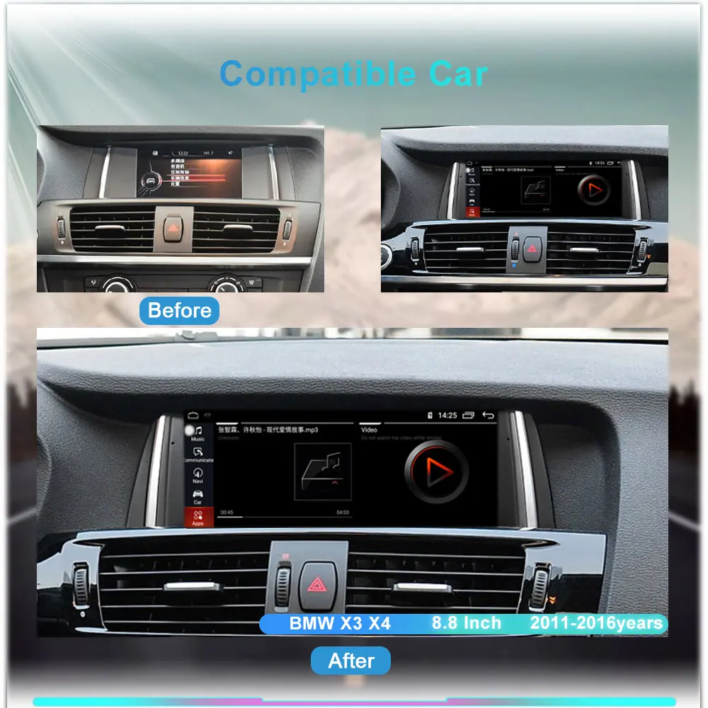 8 Core Android 10 автомобиля GPS Navi приемник для BMW F25 F26 2011-2017 WI-FI 4G 4 + 64 ГБ IPS сенсорный Экран