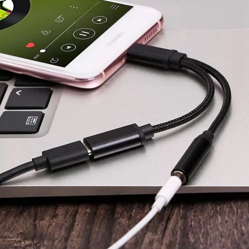 2 в 1 Тип C адаптер для наушников USB разветвитель Jack AUX o зарядный конвертер Huawei Samsung