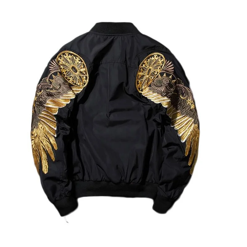 Куртка пилот yizlo осенняя куртка бомбер с золотыми крыльями мужская Мужское