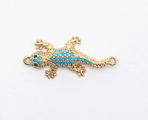 13*31mm gecko micro pave cz zircon cubic zirconia beads DIY Copper necklace charm bracelet connectors accessories sg4 | Украшения и