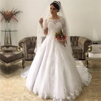 long sleeves lace wedding dresses court train beaded back buttons vestidos de noiva 2022 spring autumn plus size bride gown