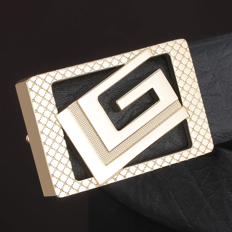 

Hot Sale belts men leather Smooth buckle G letter luxury brand genuine wide cintos masculinos Cowskin high quality belts men