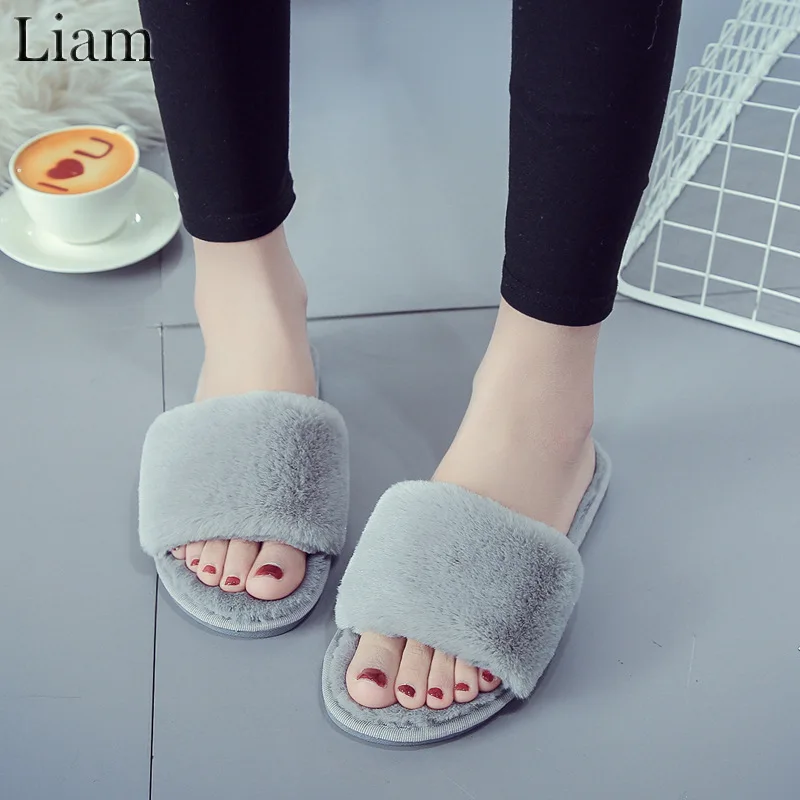 Liam/однотонные домашние тапочки из плюша Мягкая зимняя женская обувь Удобная