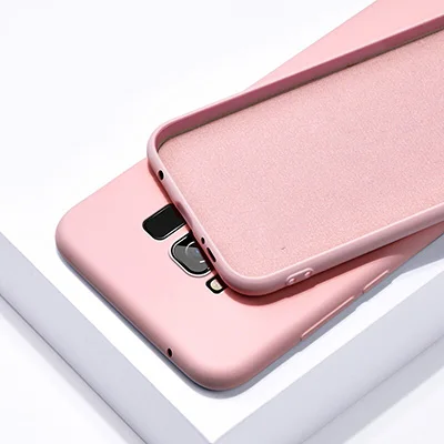 Pink Мягкий жидкий силиконовый чехол для samsung Galaxy S8 S9 S10 Plus S10E TPU силиконовая задняя крышка для samsung Note 8 9 10 J4 J6 J8 - Цвет: Pink