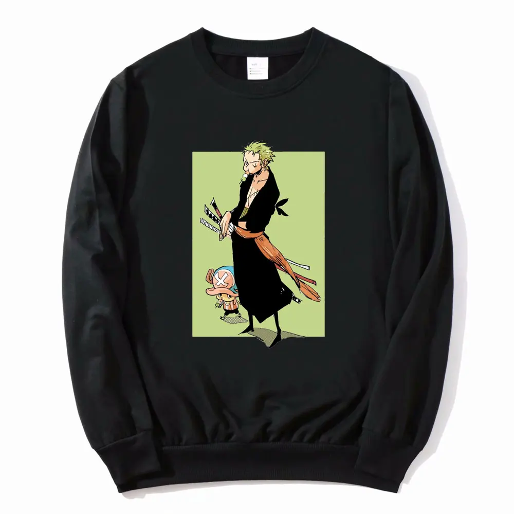 

Japan Anime One Piece Sweatshirt Cute Roronoa Zoro Chopper Pattern Print Tracksuit Men Women Long Sleeve Crewneck Loose Pullover