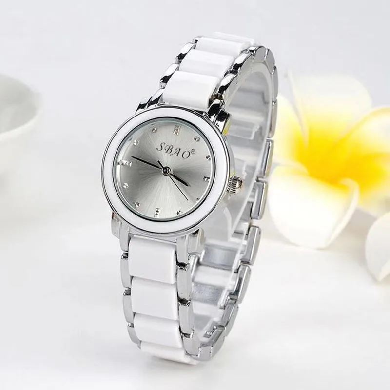 SBAO Brand Lady Watch Elegant pink Ceramics Simple Minimalism Small Narrow Quartz Casual Woman Wristwatch | Наручные часы