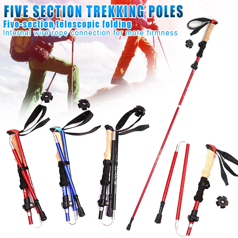 

Walking Sticks High-Strength 5-Section Telescopic Folding Short Trekking Pole EVA Outdoor Handle SAL99