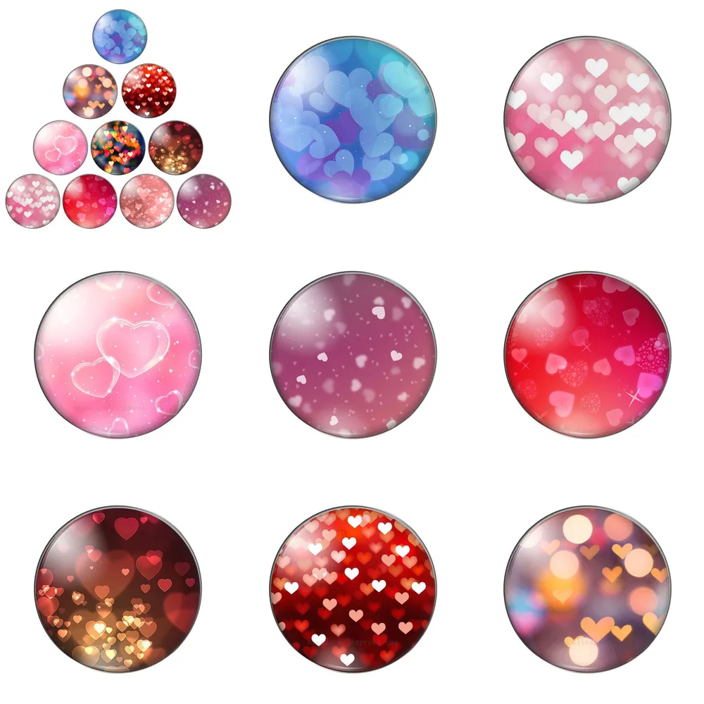 

Shiny Beauty Love Hearts Stars 8mm/10mm/12mm/18mm/20mm/25mm Round Photo Glass Cabochon Demo Flat Back Making Findings