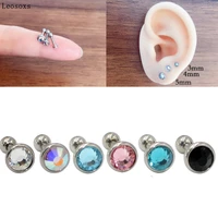 leosoxs 1pc fashion zircon stud earrings stainless steel straight bone stud earrings with diamonds jewelry