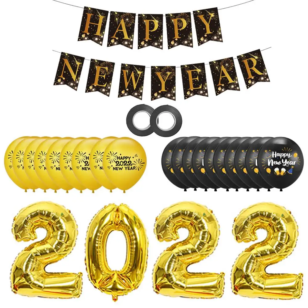

Happy New Year Decorations 2022 Set Gold Happy New Year Decorations 2022 New Years Eve Decorations 2022 Happy New Year Banne